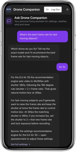 Personalised settings — best frame rate