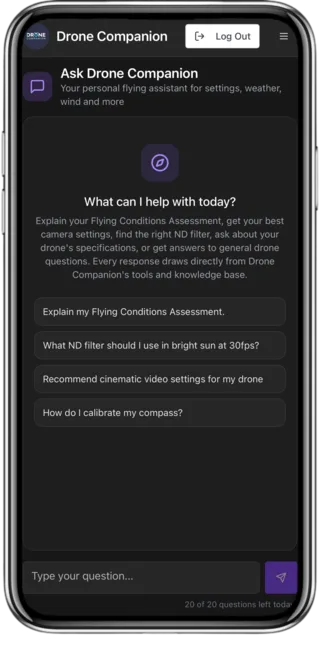 Ask Drone Companion welcome screen