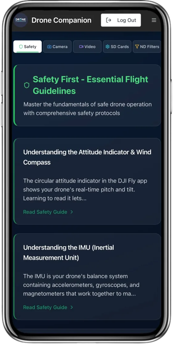 Knowledge Centre safety guides screen